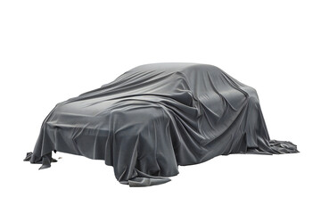 Car covered in cloth isolated on transparent background Generative Ai 