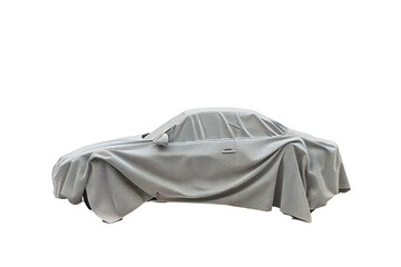 Car covered in cloth isolated on transparent background Generative Ai 