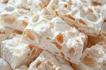 Traditional confections: white nougat sweets with nuts