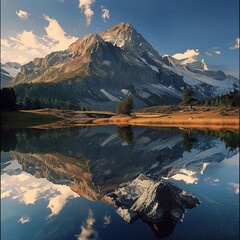 nature excellence caught peaceful scene mountain top reflection-106