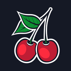 Flat logo vector illustration isolated cherry fruit 