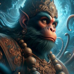Realistic Close-Up of hanuman in a Magical Realm - obrazy, fototapety, plakaty