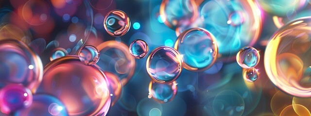 Abstract shiny illuminated bubble background. Bright blurry ball with light. AI generate