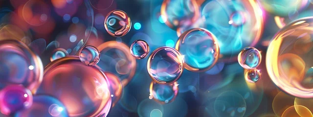 Poster Abstract shiny illuminated bubble background. Bright blurry ball with light. AI generate © Dmitrii