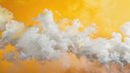Colorful  yellow smoke cloud for excellent backgrounds easy to edit and look good, sample smoke texture Generative AI