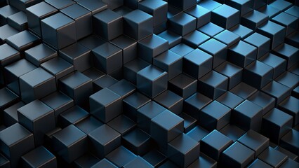Black 3D Cubes Wallpaper. Modern and Minimalist Design with Cubic Shapes.