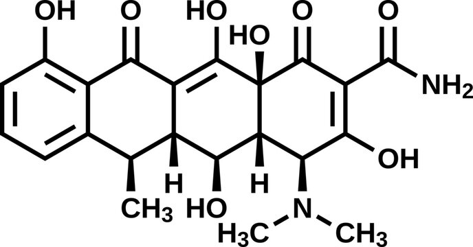 Doxycycline structural formula, vector illustration