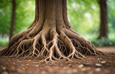 Roots of a big tree closeup background