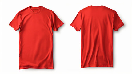 red t shirt mock up isolated on white background front and back view  