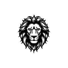 Lion  face tattoo style logo symbol illustration design template. Vector isolated on white background