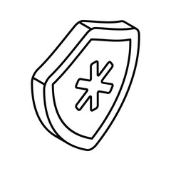 Medical sign inside protection shield showing concept icon of health insurance, medical protection vector