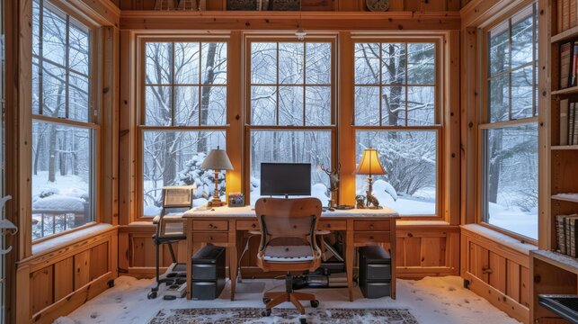 Winter warming tips for home offices, blending seasonal comfort with evergreen workspace efficiency.