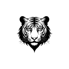 Tiger face tattoo style logo symbol illustration design template. Vector isolated on white background
