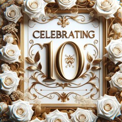 Decade of Elegance: 10th Anniversary with White Roses