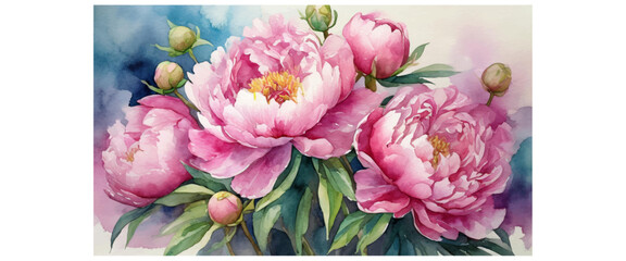 Beautiful peony flower for wedding invitation, card or poster.