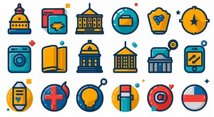 Financial icon set. Simple line art style icon pack. Vector graphics, commercial ICONS