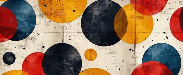 AI Generated. AI Generative. Retro Vintage abstract geometric pattern inspired by bauhaus style....