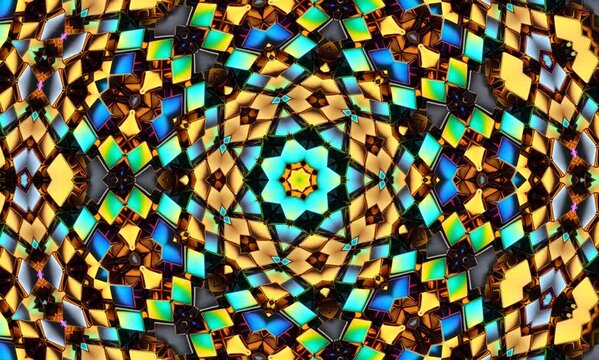 Abstract kaleidoscope background, Unique mandala design, 4K, Beautiful multicolor kaleidoscope and mandala in motion,