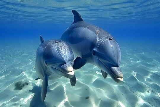 dolphins in crystal-clear waters