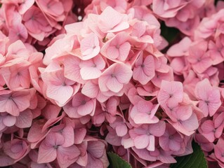 Pink hydrangea flowers close up