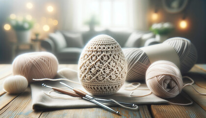 crocheted Easter egg, pastel colors - 747916887