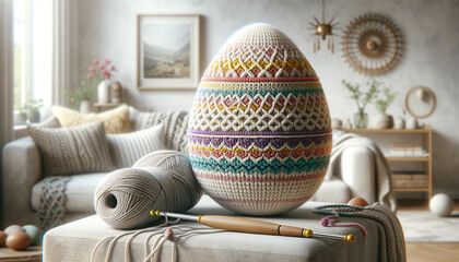 crocheted Easter egg, pastel colors - 747917294