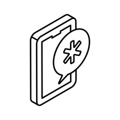 Medical sign inside chat bubble with mobile, isometric icon of mobile healthcare