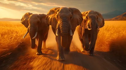 Fototapeten family of elephants in a serene savannah © Sagar