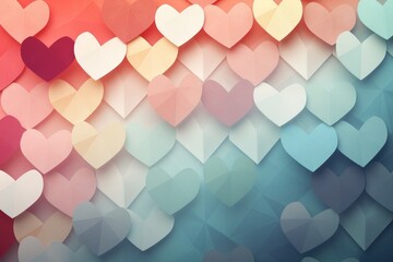 Geometric heart patterns in pastel colors