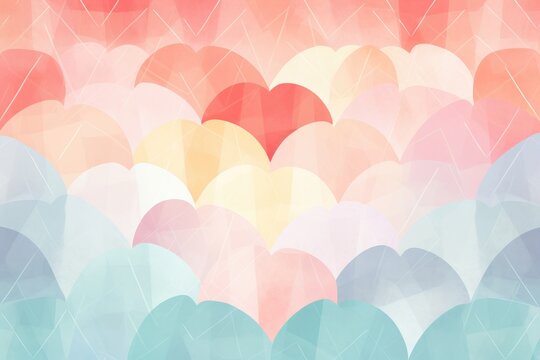 Geometric heart patterns in pastel colors
