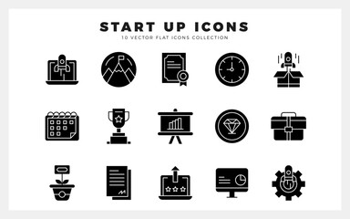 15 Start up Glyph icon pack. vector illustration.