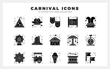 15 Carnival Glyph icon pack. vector illustration.