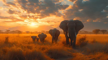 Foto op Canvas family of elephants in a serene savannah © Sagar