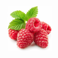 small pile of fresh raspberries on a white background - 747920222