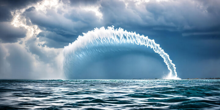 The mesmerizing spiral pattern of a waterspout forming over a body of water