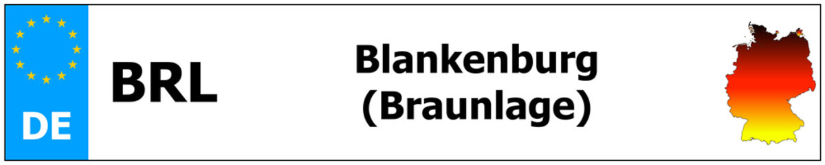 Blankenburg (Braunlage) car licence plate sticker name and map of Germany. Vehicle registration plates frames German number