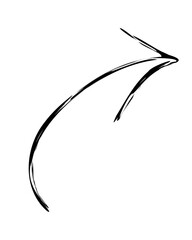 Single black arrow. Direction sign. Pointer. Hand drawn arrow.