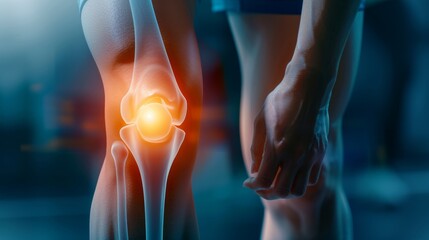 Anterior cruciate ligament (ACL) is a ligament in the center of the knee that prevents the shin bone (tibia) from moving forward on the thigh bone (femur) - obrazy, fototapety, plakaty