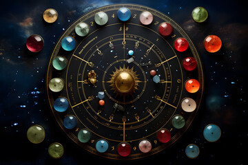 Astrological chart with gems