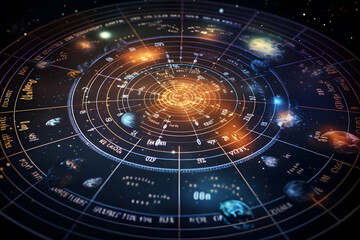 Astrological chart with the universe in the background