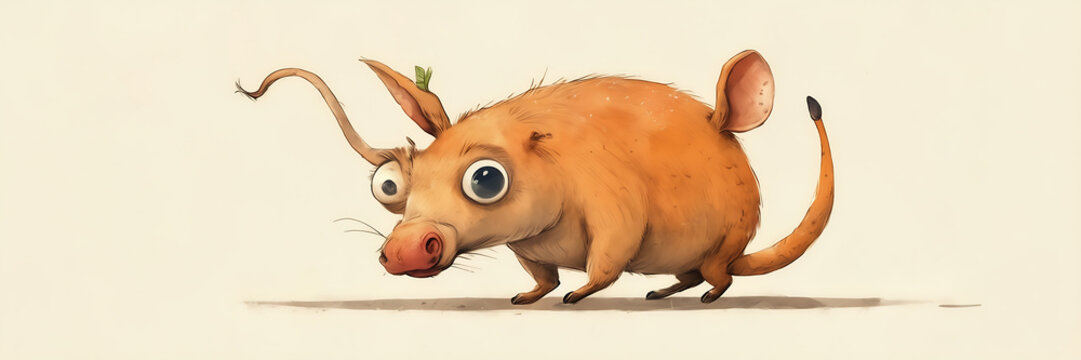 Humorous illustration depicting a whimsical animal in an everyday situation.