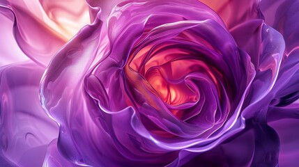 the grace of a sunlit purple rose in extreme macro, highlighting the warmth and richness of its petals..