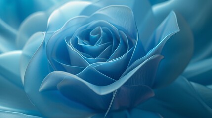 the serene beauty of a cerulean rose in extreme macro, focusing on its unique and calming color.
