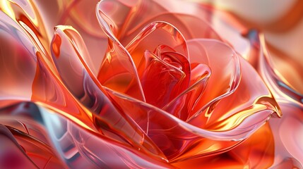 the serenity of an 3d tranparent auburn rose in extreme macro, highlighting the gentle whispers of its delicate petals..