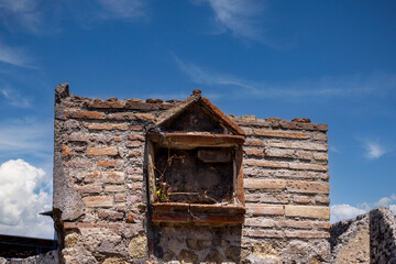 Ruins of an ancient city destroyed by the eruption of the volcano Vesuvius in 79 AD near Naples,...