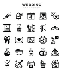 Wedding icons Pack. Lineal Filled icons set. Wedding collection set.