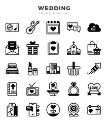 Wedding Icons Pack Lineal Filled Style. Vector illustration.