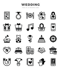 Set of simple Lineal Filled Wedding Icons. Lineal Filled art icons pack.