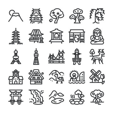 日本全国の観光名所 アイコン セット