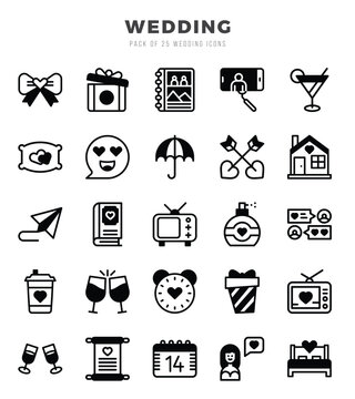 Wedding Lineal Filled icons. Vector Lineal Filled illustration.